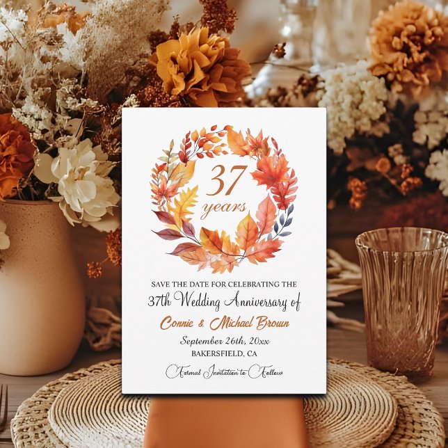 Save The Date 37e anniversaire de Mariage Élégant automne floral (Créateur téléchargé)