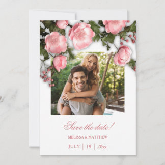Save The Date 3D Roses Greenery Wildflowers