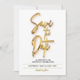 Save the Date 3d Text Simple and Minimalist Invitation