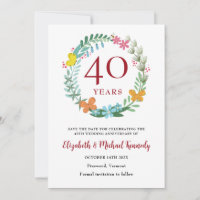 40e anniversaire Ruby Floral Wreath
