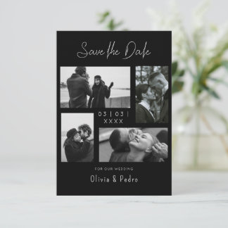 Save The Date 4 Photos Collage Mariage Moderne