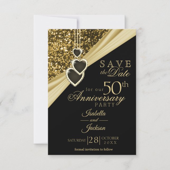 Save The Date 50e anniversaire de la Parties scintillant d'or -  (Devant)