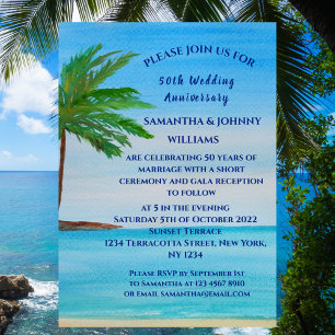 Save The Date 50e anniversaire de mariage Tropical Beach Coastal