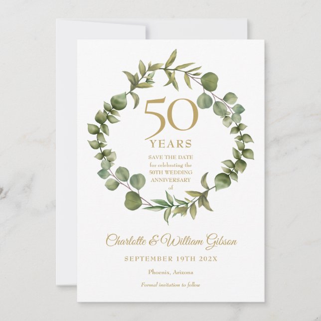 Save The Date 50e anniversaire du Mariage Végétation boisée (Devant)