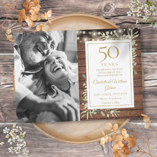 Save The Date 50e Anniversaire Rustique Verdure Lumières Photo