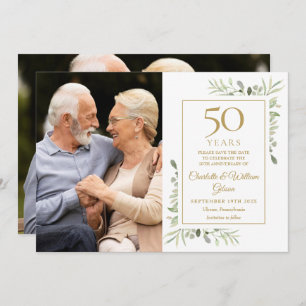 Save The Date 50ème Anniversaire de Mariage d'or Verdure 2 Photo