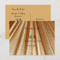 Save the Date 50th Anniversary Floral Gold Fabric