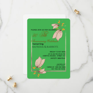 Save The Date 50th Anniversary Invitation, Greenery Wedding Anni