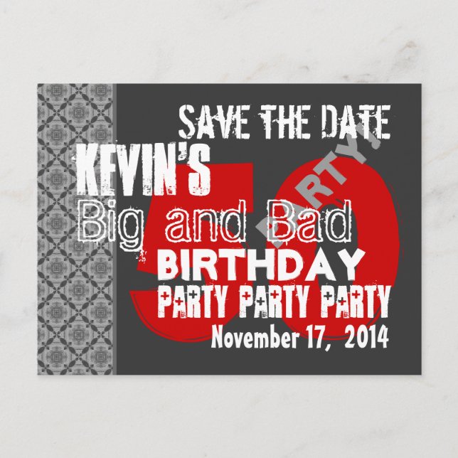 Save the Date 50th Birthday Party Ver 0025 Announcement Postcard (Front)