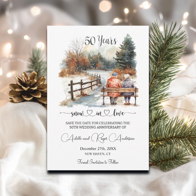 Save The Date 50th Wedding Anniversary Winter Landscape Romantic (Créateur téléchargé)