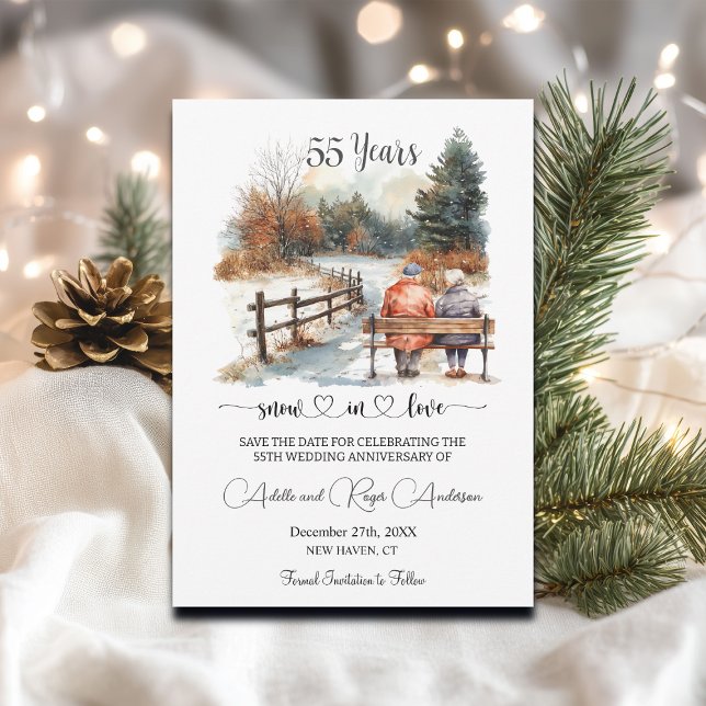 Save The Date 55th Wedding Anniversary Winter Landscape Romantic (Créateur téléchargé)