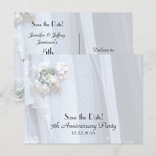 Save the Date 5th Wedding Anniversary Announcement Postcard (Front/Back)