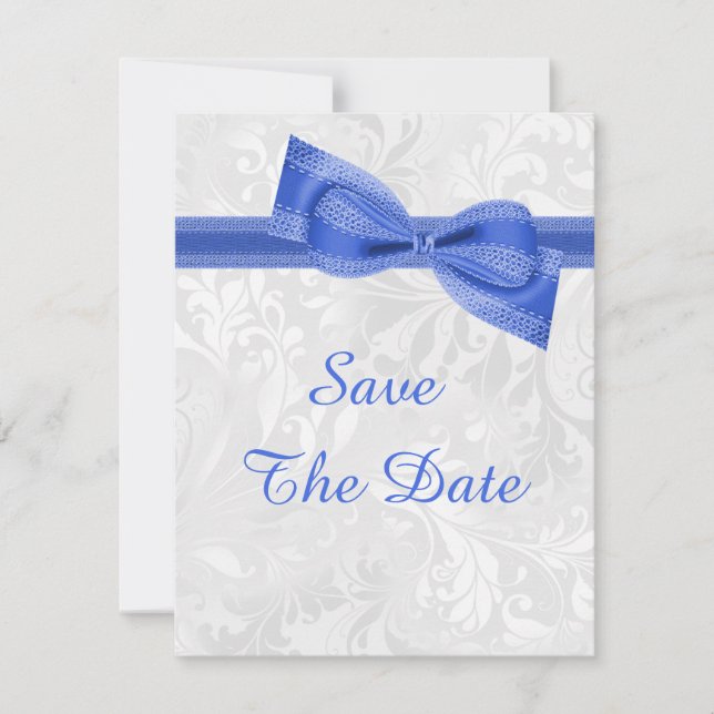 Save The Date 60e anniversaire Damask et Faux Bow Enregistrer la (Devant)