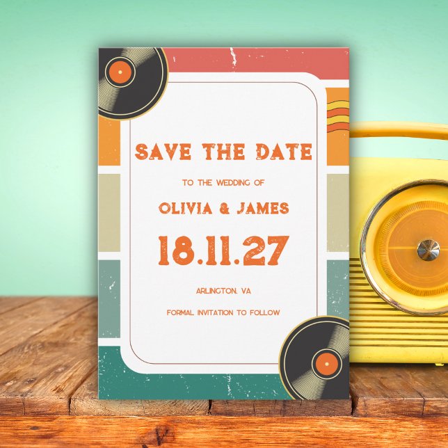 Save The Date 60s Retro Vieux Musique Vinyl Mariage Super (Créateur téléchargé)