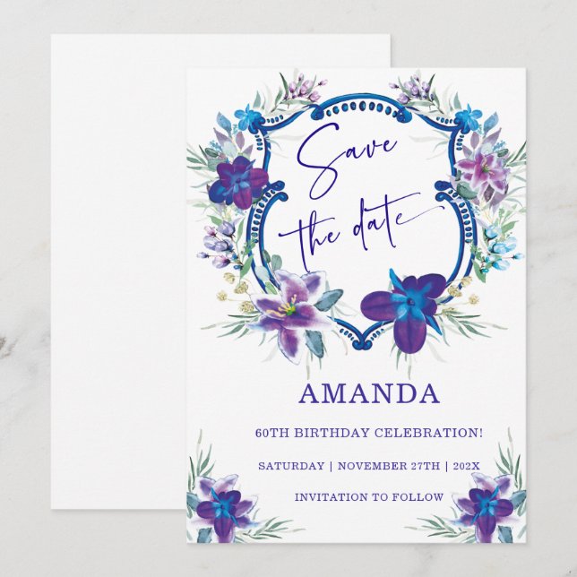 Save the Date 60th Birthday Invitation (Front/Back)