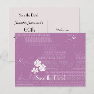 Save the Date 60th Birthday Party Pastel Purple Announcement Postcard