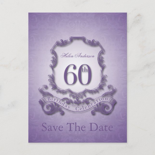 Save the Date  60th Birthday Personalized Postcard (Front)