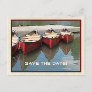 Save the Date 65th Birthday Red Canoes Postcard