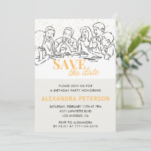 Save the date 66th birthday invitations Dinner