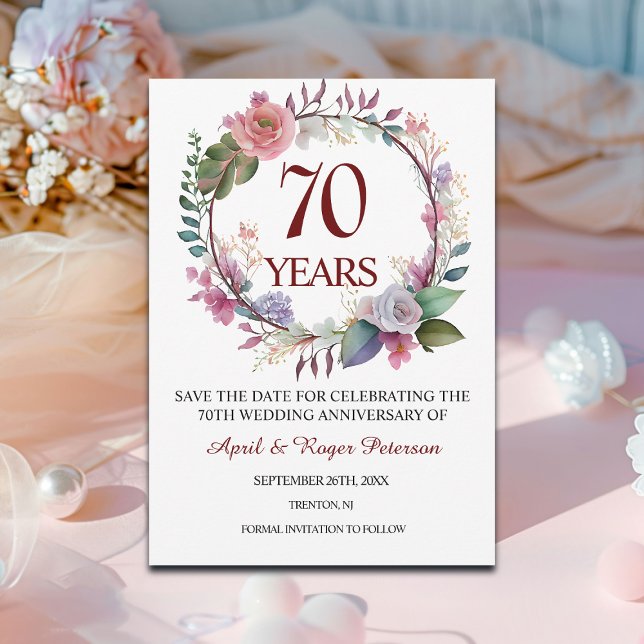 Save The Date 70e anniversaire du Mariage Platinum (Créateur téléchargé)