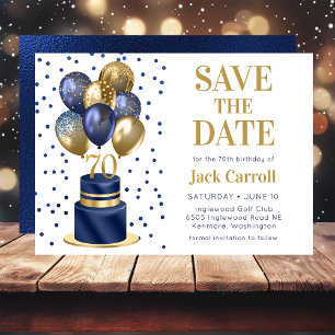 Save The Date 70e anniversaire Marine Blue Balloon Cake