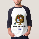 Save The Date 79811 Thanksgivukkah T-Shirt<br><div class="desc">Once in a lifetime comes Thanksgivukkah! That's because for the first time since 1888 Hanukkah and Thanksgiving are at the same time. So, the blending of the word "Thanksgiving Hanukkah" now is "Thanksgivukkah"! To celebrate this, I designed a fun Jewish Turkey who is playing with a dreidel and wears a...</div>