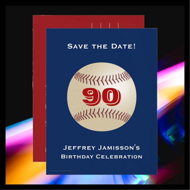 Save the Date 90th Birthday Baseball Postcard (Creator Uploaded)