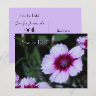 Save the Date 90th Birthday Party Purple Floral Announcement Postcard