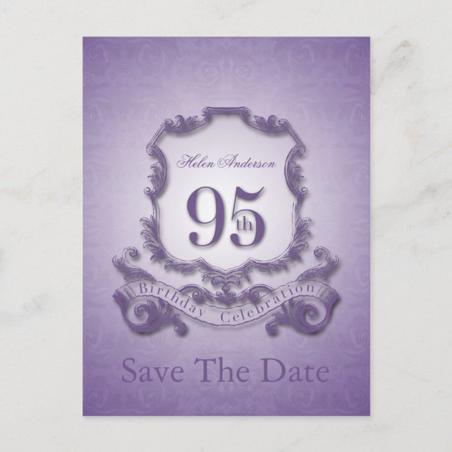 Save the Date 95th Birthday Personalized Postcard (Front)