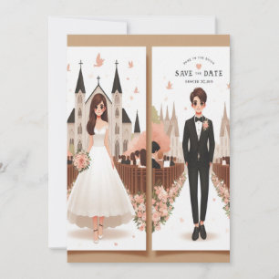 Save the date :a love story begins invitation