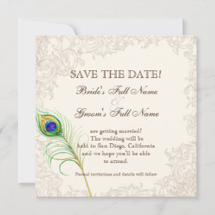 Save The Date (À venir) Réservez la date - Paon vintage et gravu