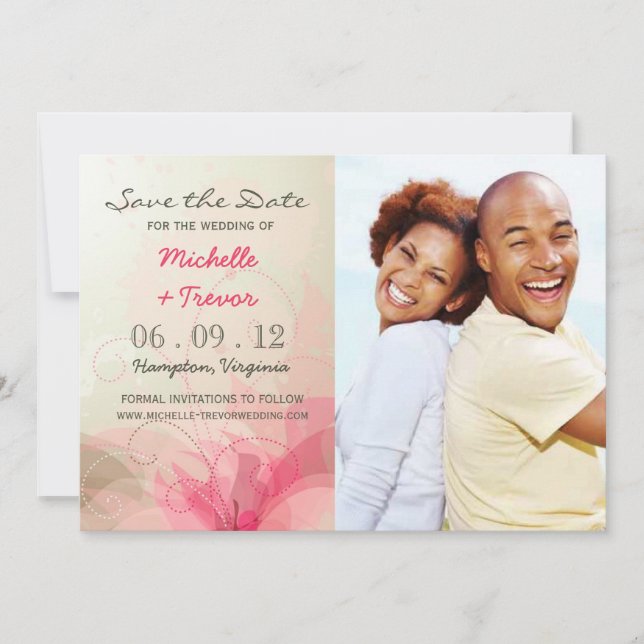Save the Date - Abstract Floral Photo Invites (Front)