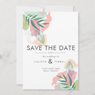 Save The Date Abstrait Feuille Tropical