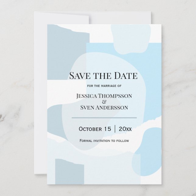 Save The Date Abstrait moderne bleu minimaliste Mariage artistiq (Devant)