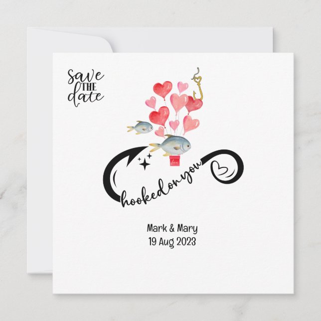 Save The Date Accros de pêche Amoureux Mariage Aquarelle (Devant)