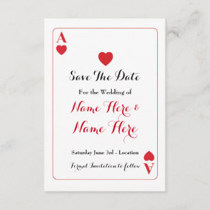 Save The Date Ace of Hearts Red Wedding Invite