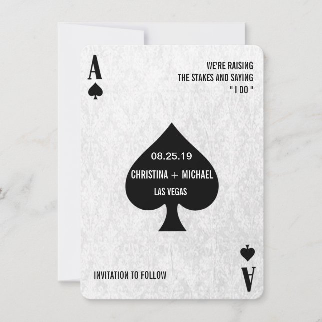 Save The Date Ace of Spades Modern Chic Photo Enregistrer la dat (Devant)