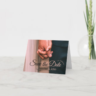 Save the date add couple name place date photo tex announcement