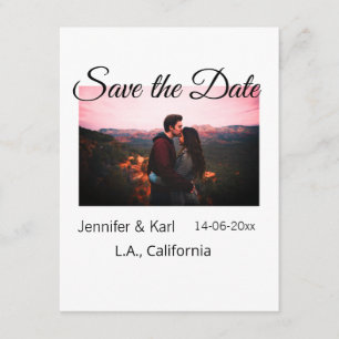 Save the date add couple name place date photo tex enclosure card