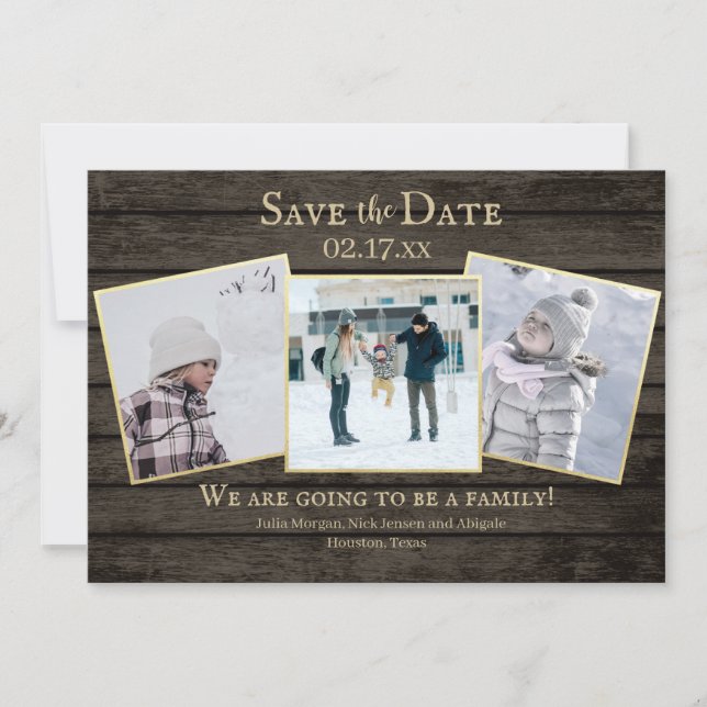 Save The Date Adoption familiale Bois rustique Photo Enregistrer (Devant)