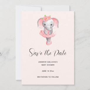 Save The Date Adorable Ballerina Elephant En Pointe
