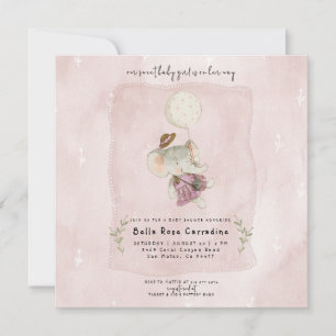 Save The Date Adorable Elephant Rustique Baby shower Boho