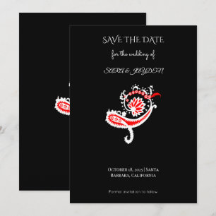 Save The Date Affiche à motif Paisley – Conception florale d'art