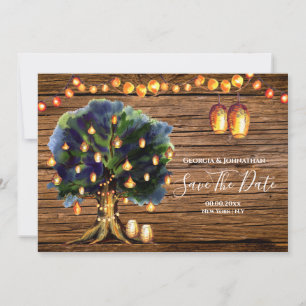 Save The Date Afrique safari à cordes lumières pays en bois