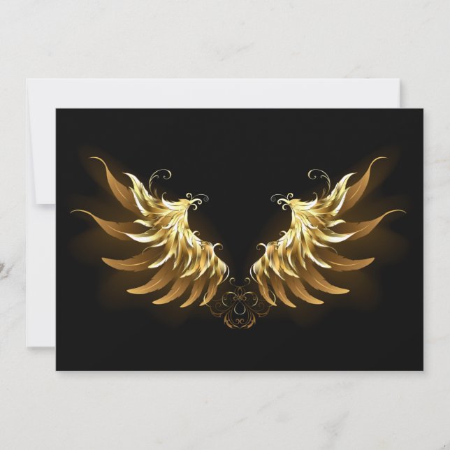 Save The Date Ailes d'Ange d'or sur arrière - plan noir (Devant)