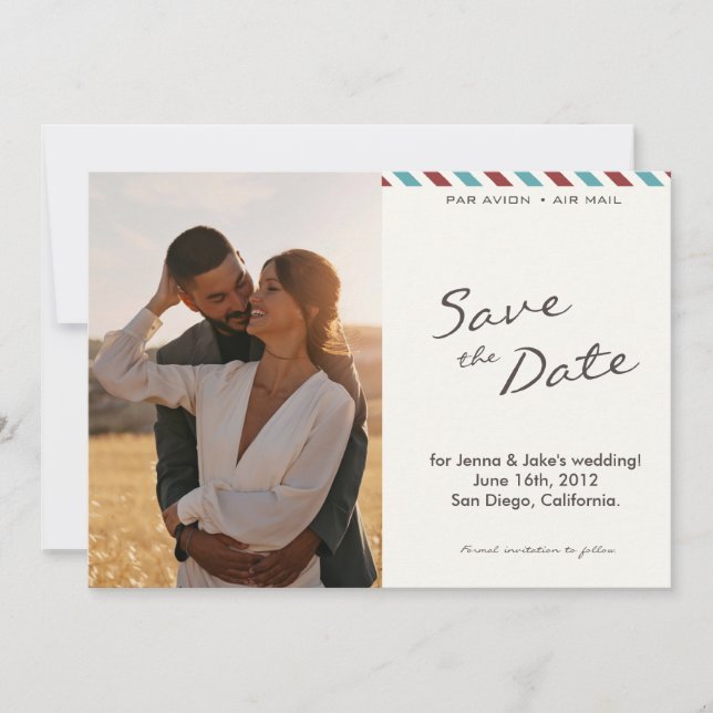 Save the Date Airmail Letter (Front)