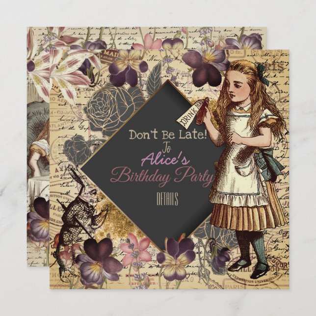 Save The Date Alice In Wonderland Enregistrer La Date (Devant / Derrière)