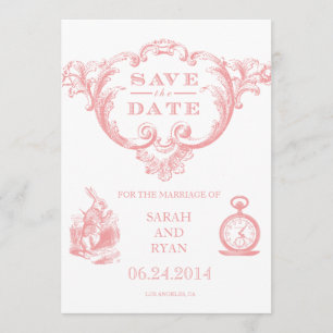 Save The Date Alice Vintage rose au pays des merveilles Enregist