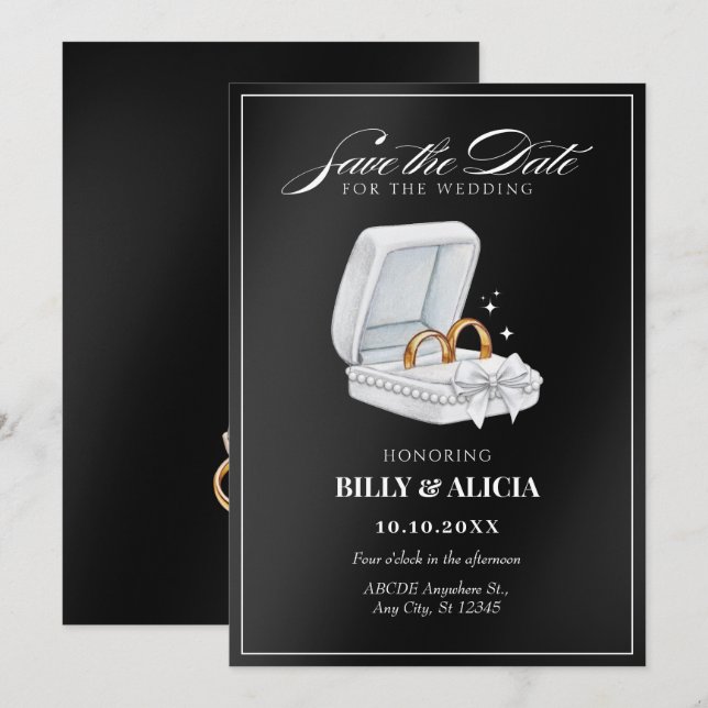 Save The Date Alliance couple noir et blanc  (Devant / Derrière)