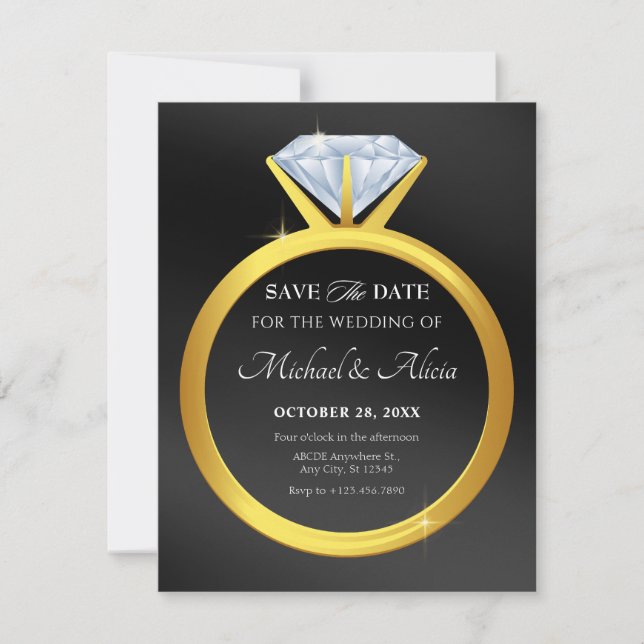Save The Date Alliance de mariage en diamant simple moderne (Devant)